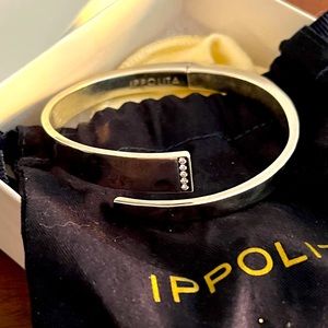 Ippolita hinged sterling silver/diamond bracelet